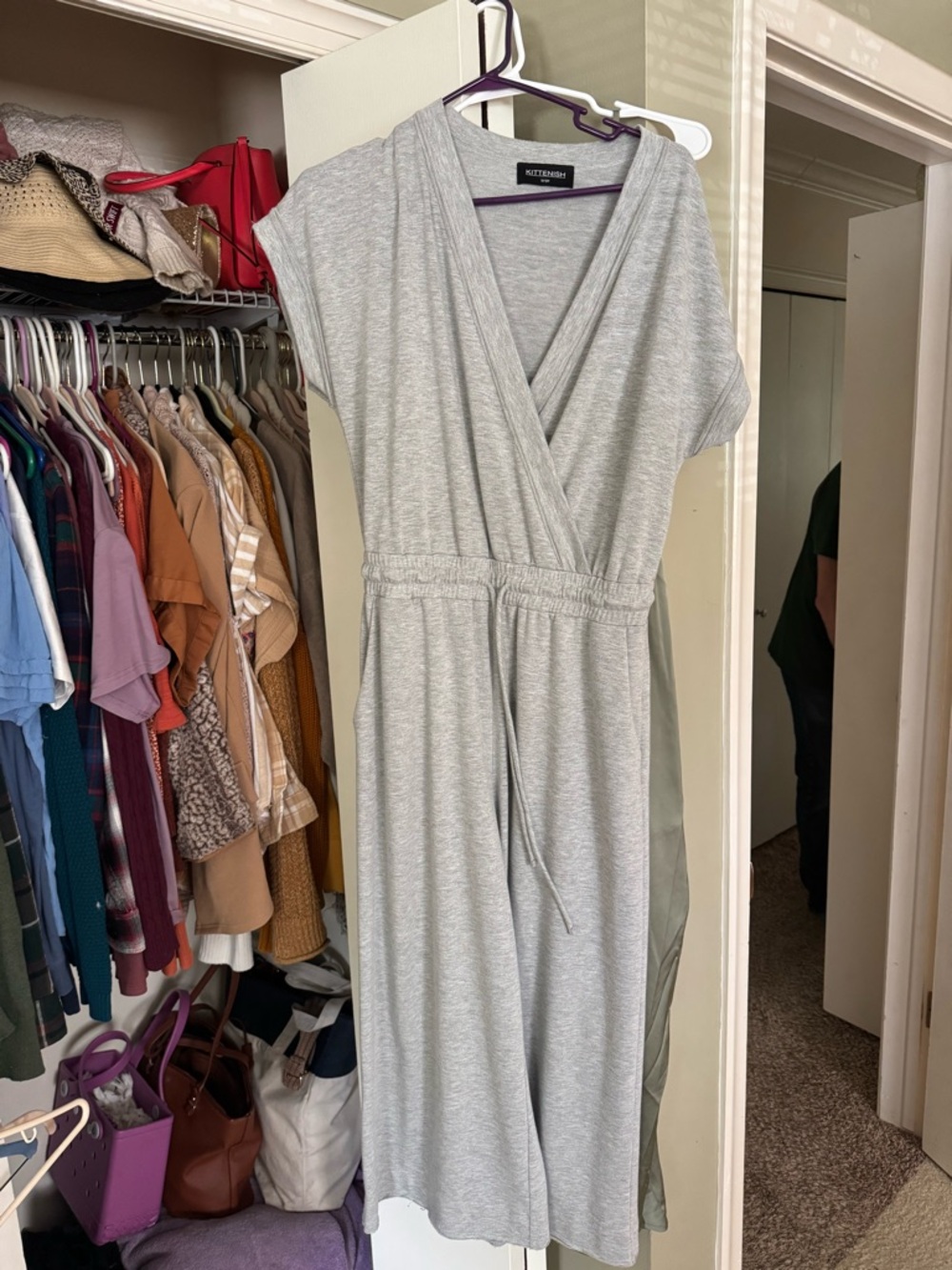 Kittenish Light Gray Wrap Jumpsuit